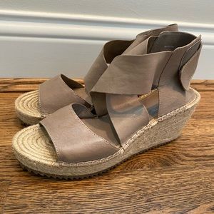 Eileen Fisher leather wedge sandals.